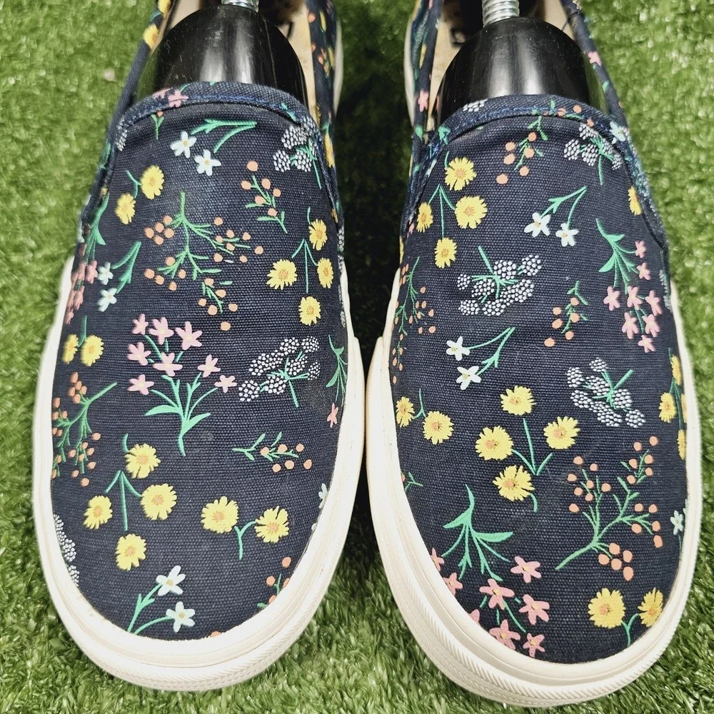 Keds x Rifle Paper Co Navy Floral Canvas Slip On Casual Sneakers Womens Size 8